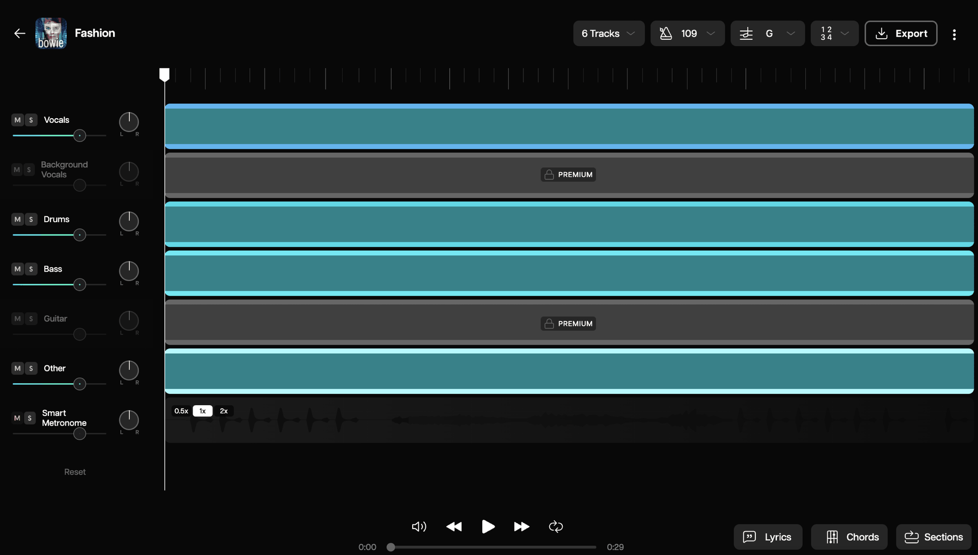 Audioshake stem extraction interface